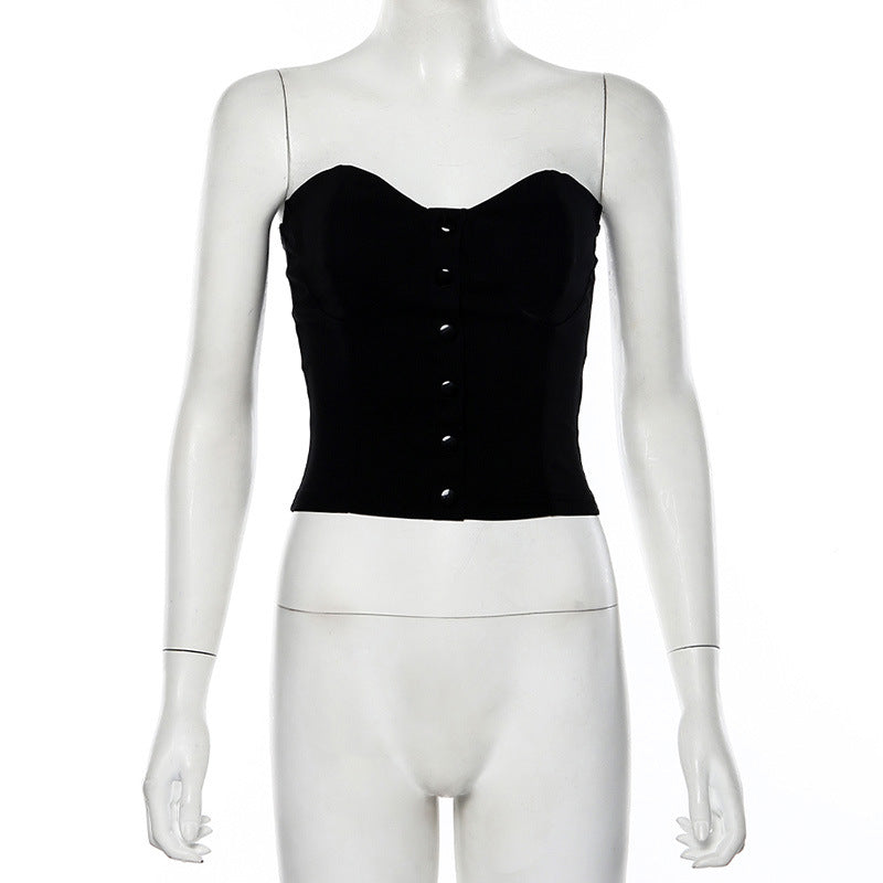 Button Up Slim Fit Strapless Corset