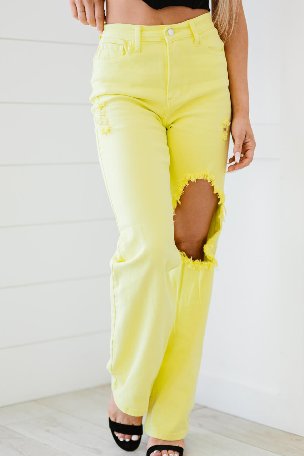 Yellow Distressed Jeans