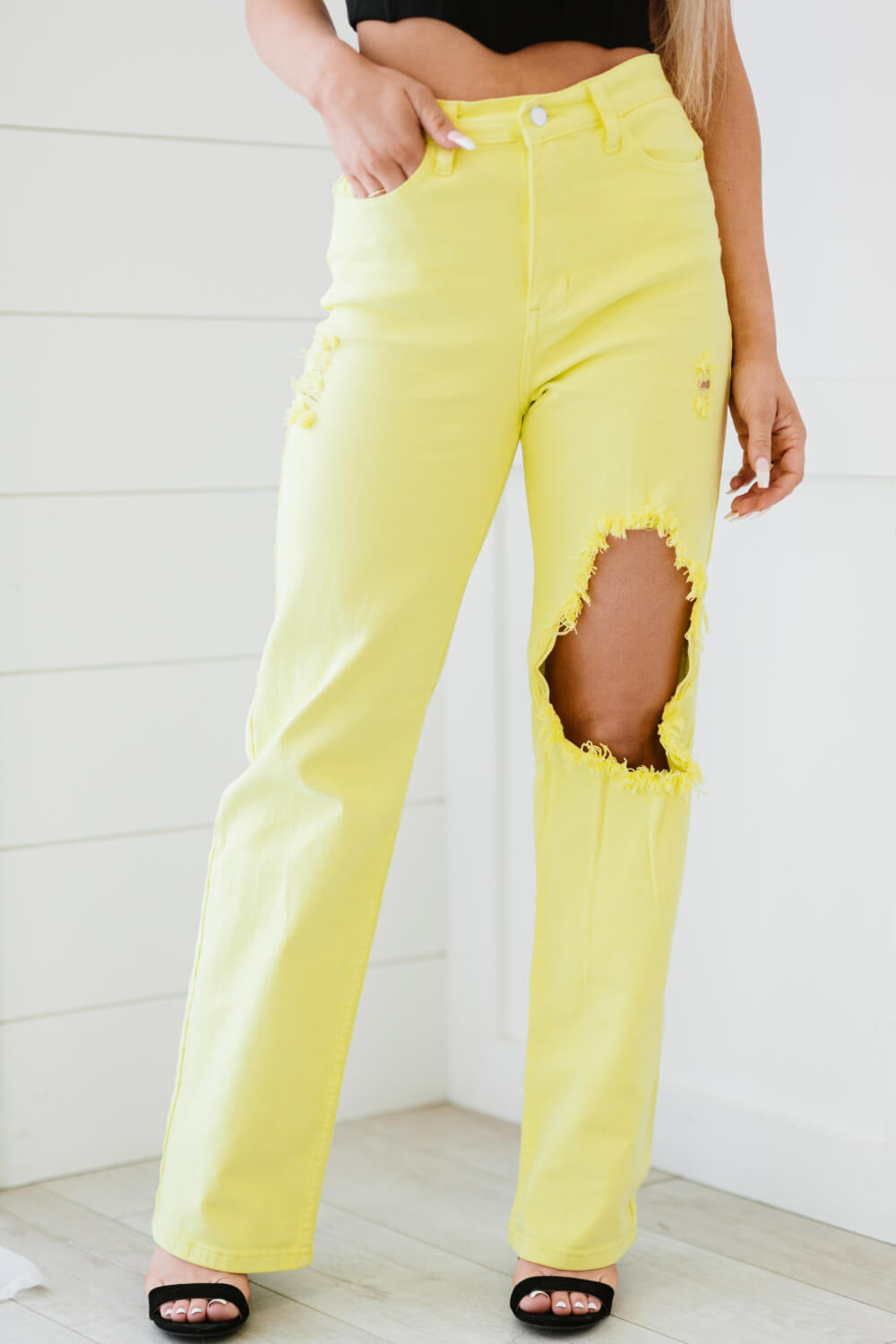 Yellow Distressed Jeans