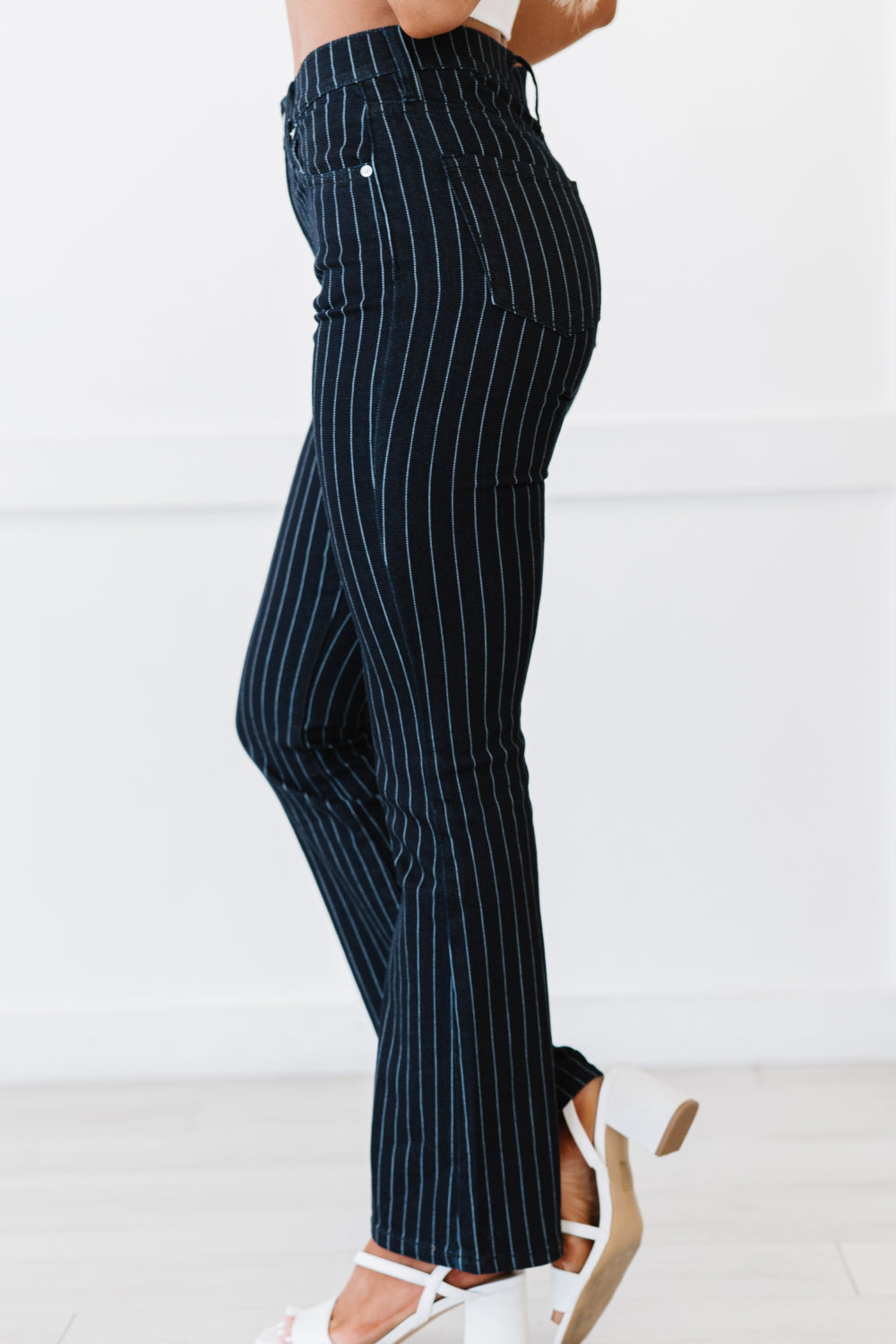 Pinstripe Petite Bootcut Jeans