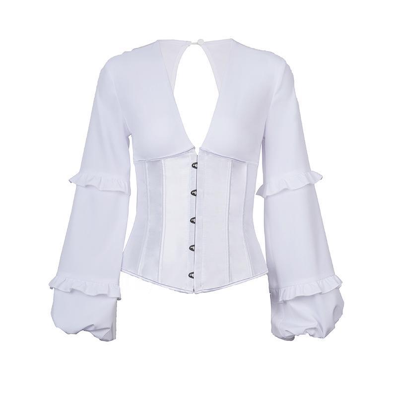 Long Sleeve V-neck Corset