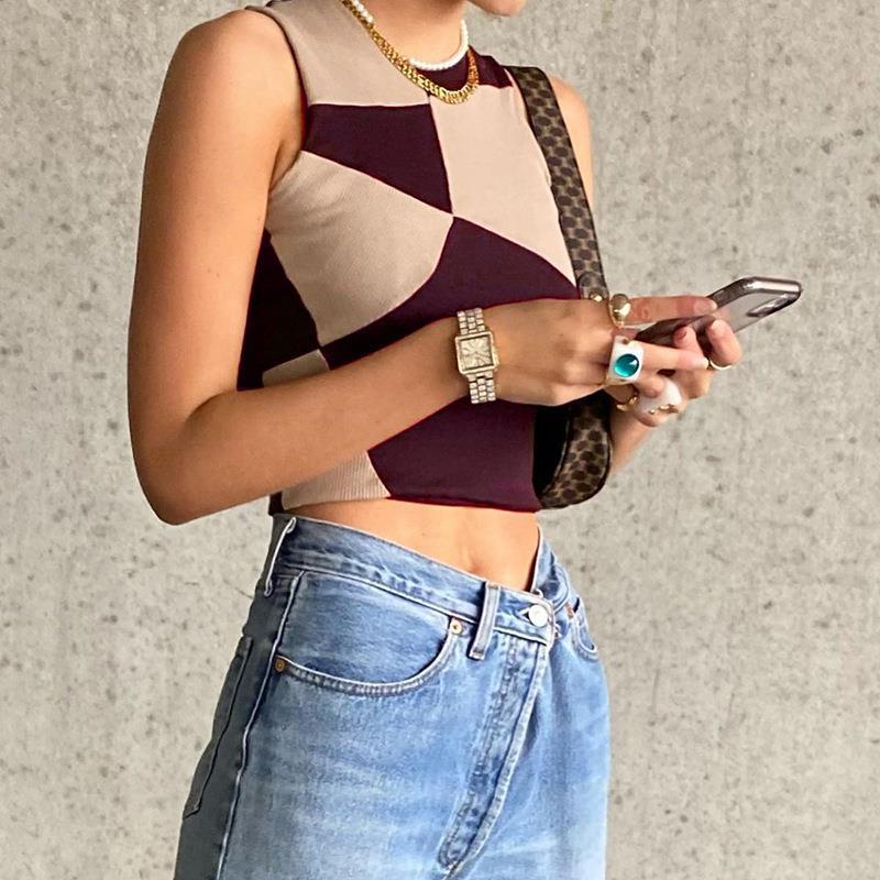 Color Contrast Sleeveless Vest Top