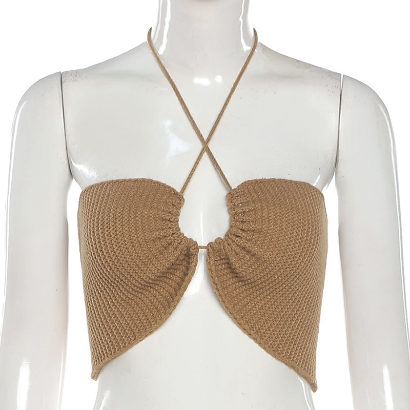 Knit Cross Tie Crop