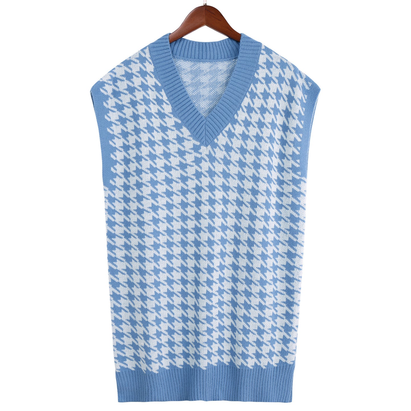 Star Checkered V-Line Pullover Sweater Vest