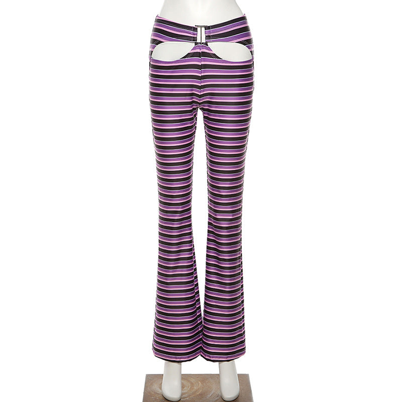 Purple Stripped Euphoria Cut Flare Pants