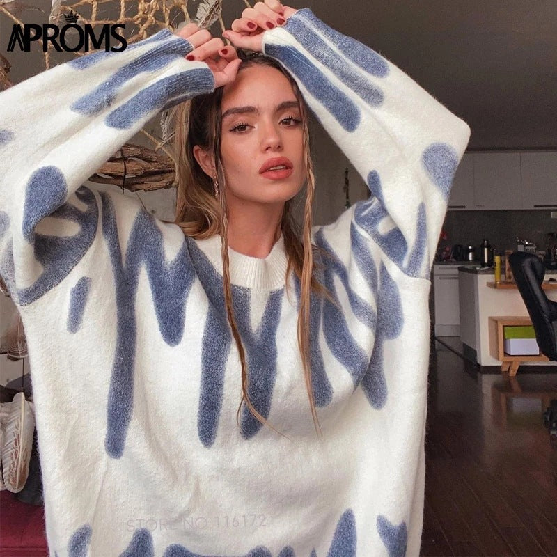 Tye-Dye Round Neck Long Sleeve Pullover Sweater