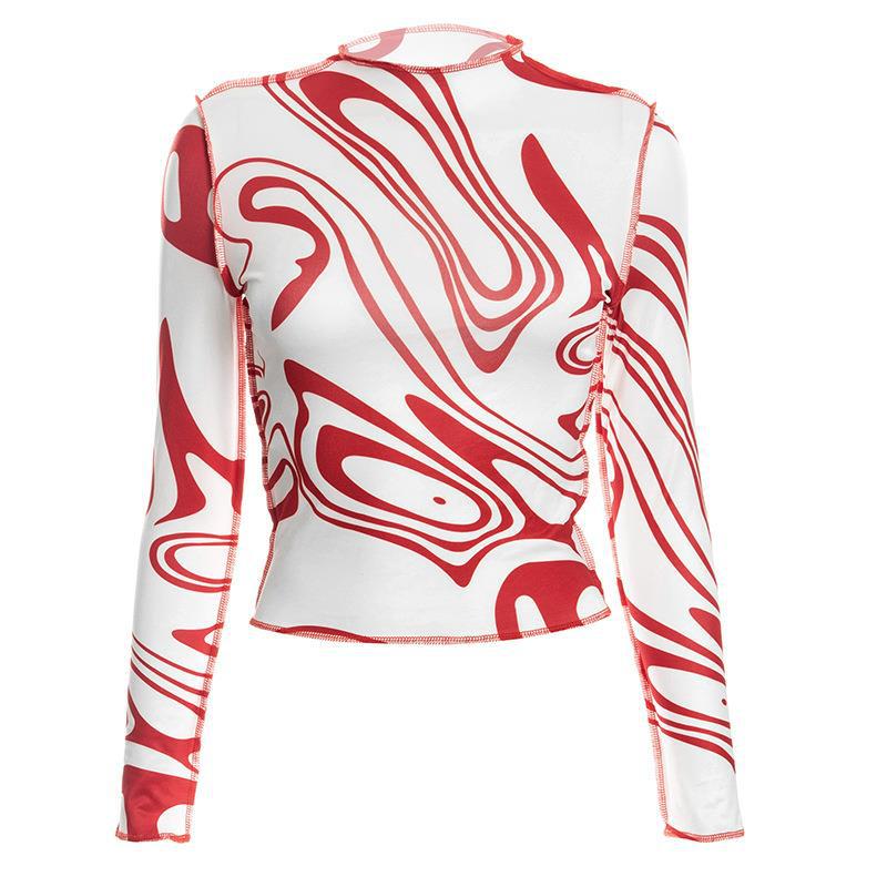 Swirl Design Long Sleeve Crop Top