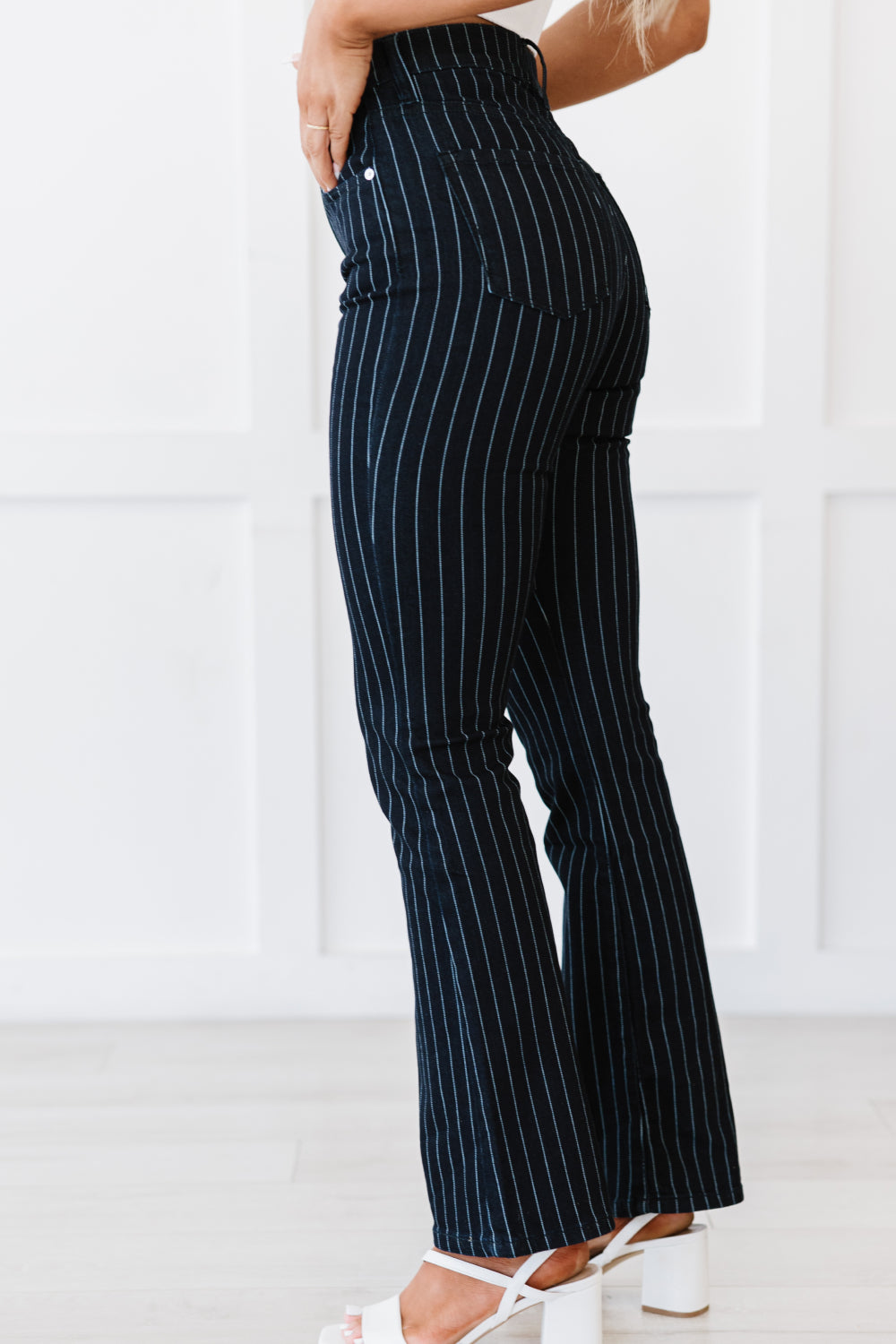 Pinstripe Petite Bootcut Jeans